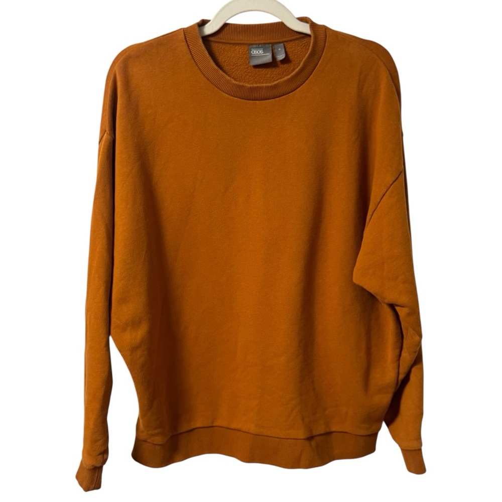 asos Crew Neck Pullover Sweatshirt Rust Burnt Orange Mens Medium Fall Rustic